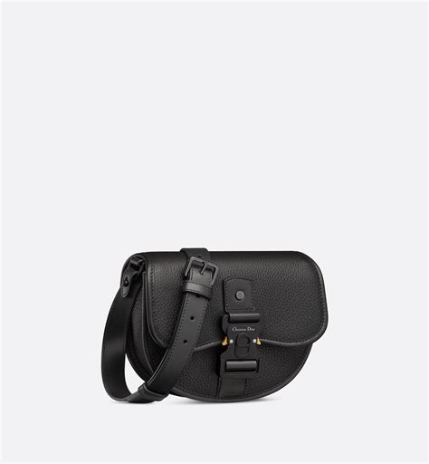 Mini Gallop Bag with Strap Black Grained Calfskin .